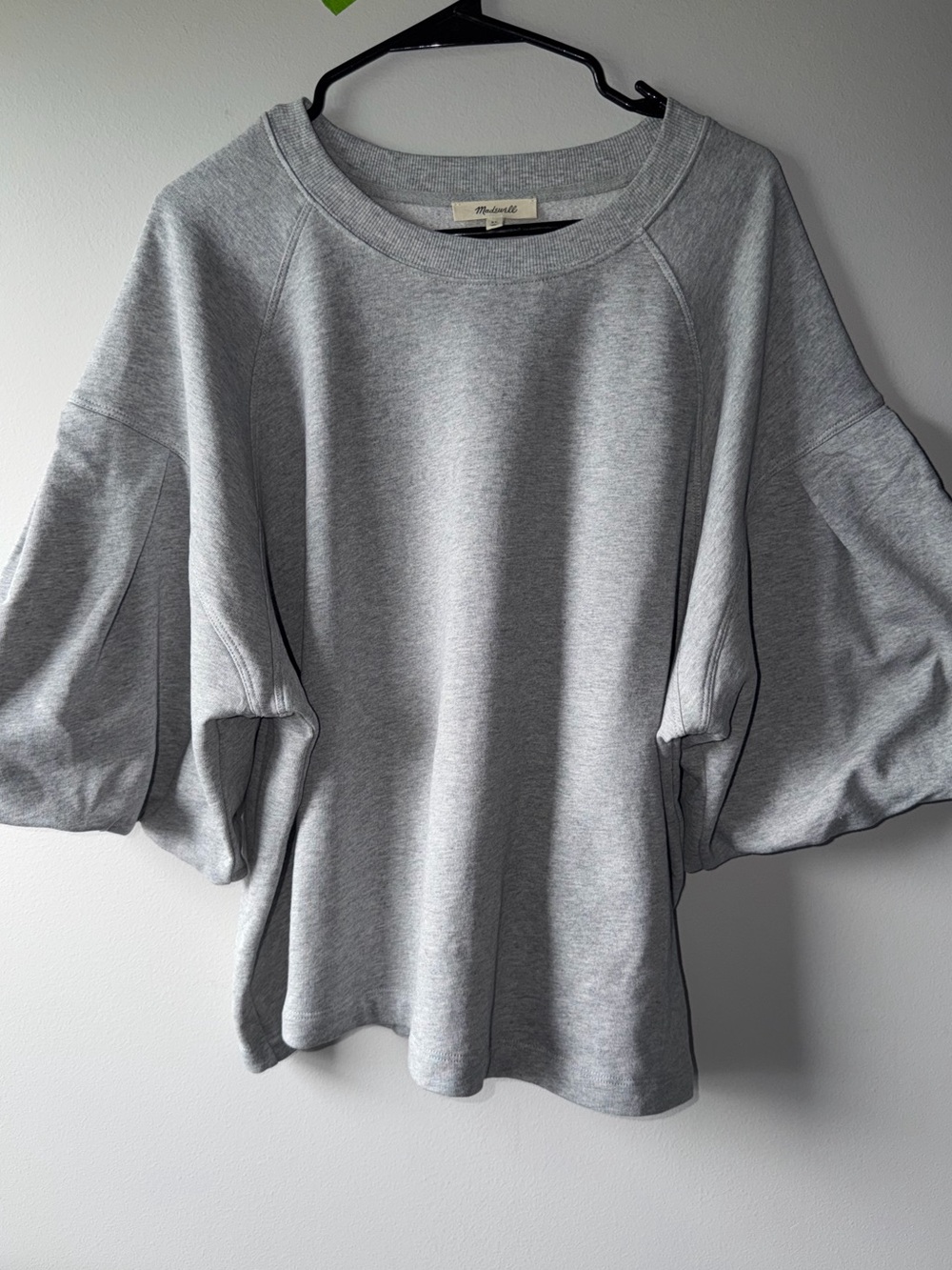 Madewell Heather Gray Puff Sleeve Sweatshirt